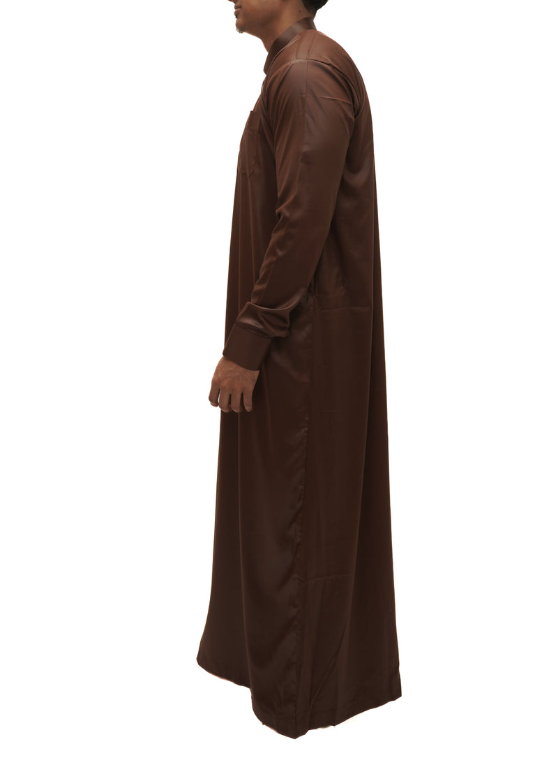 Saudi Collar Thobe - Date Brown